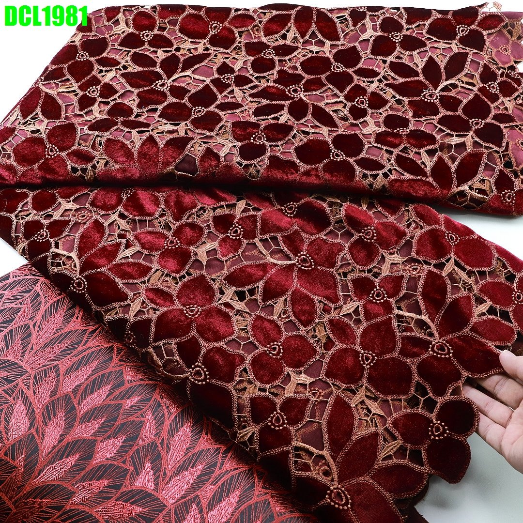 New Fashion African cord guipure lace embroidery fabric wedding dress Nigerian women clothings wine lace fabric