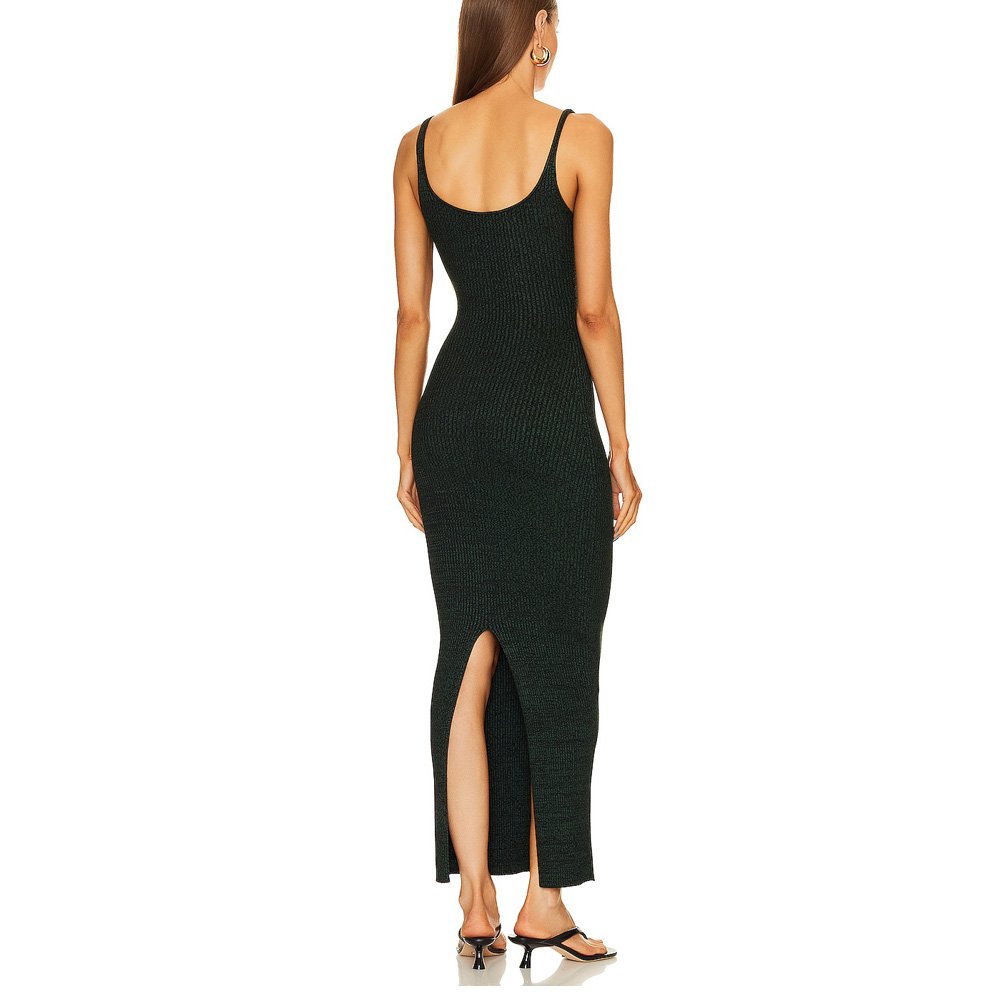 High End Quality Solid Spacedye Dresses Women Sexy Bodycon Ladies Cami Long Rib Knit Dress Maxi Ribbed Knit Dress