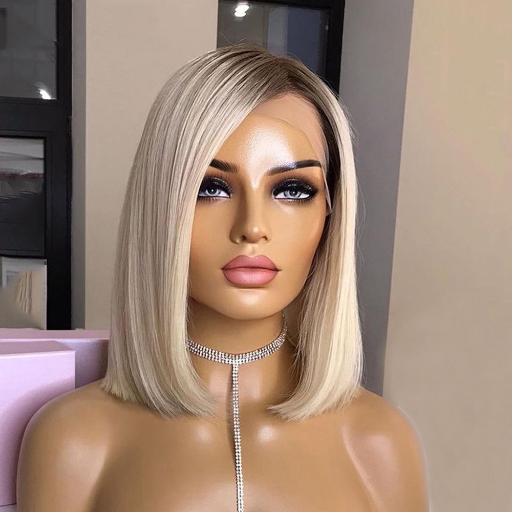 Ombre Blonde Wigs 13x4 Lace Front Closure Wigs Human Hair Pre Plucked Brazilian Raw Virgin Hair Glueless Lace Short Bob Wigs