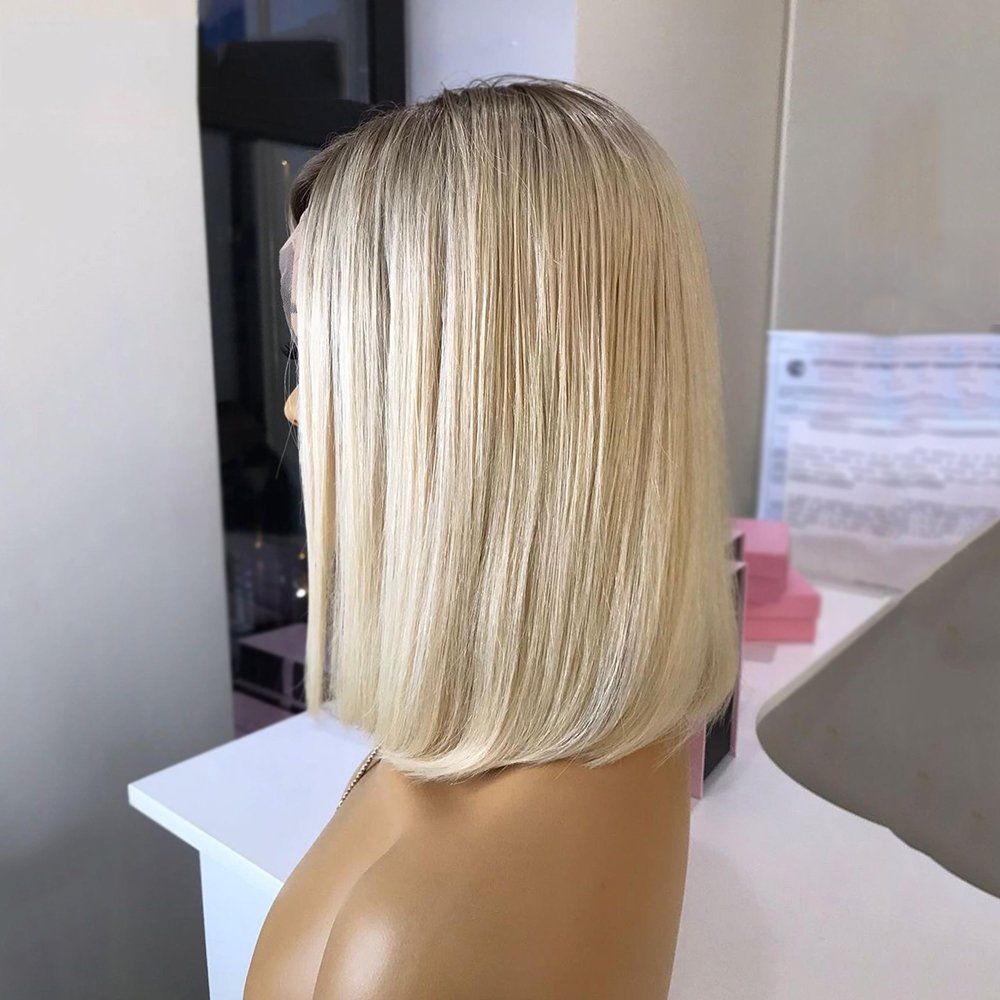 Ombre Blonde Wigs 13x4 Lace Front Closure Wigs Human Hair Pre Plucked Brazilian Raw Virgin Hair Glueless Lace Short Bob Wigs