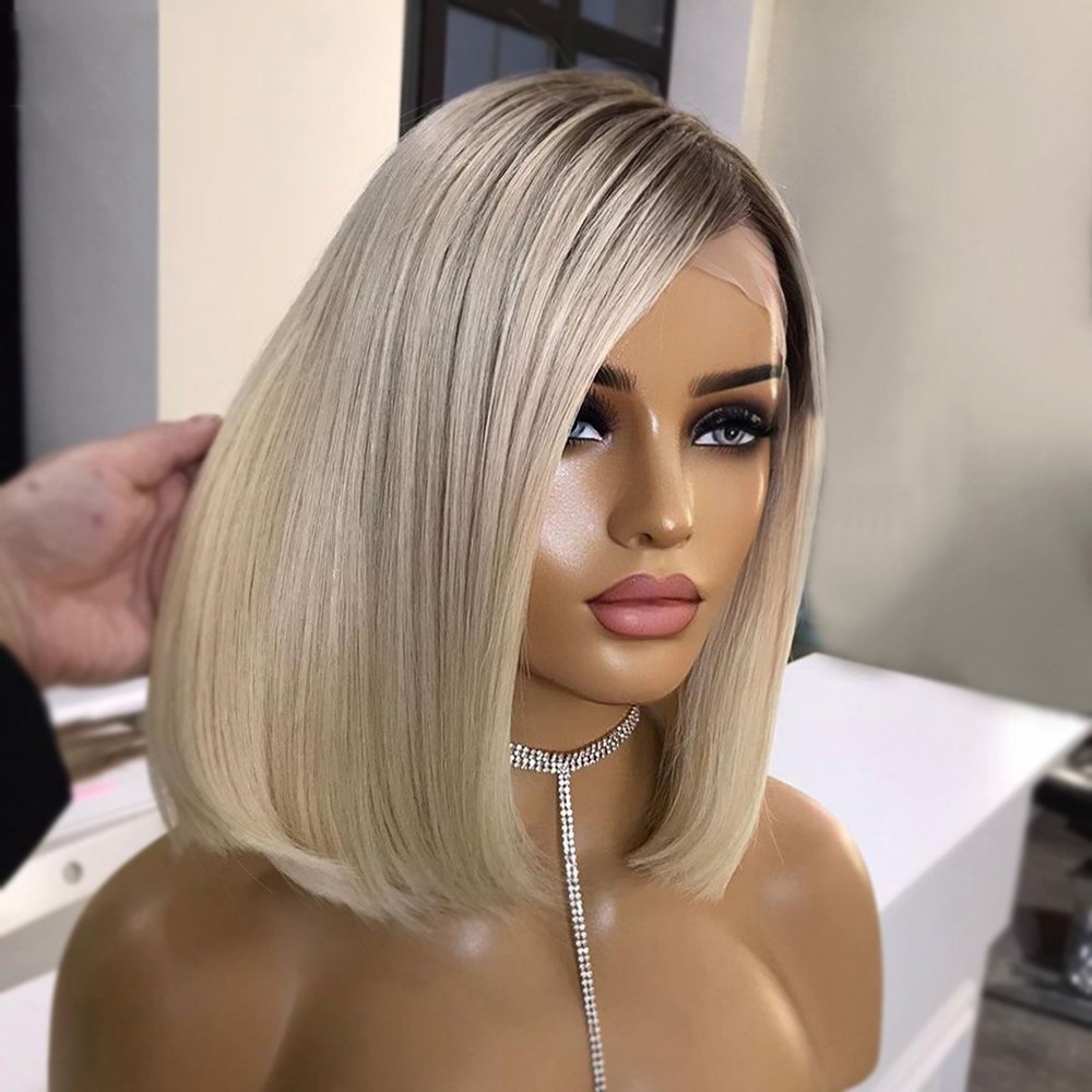 Ombre Blonde Wigs 13x4 Lace Front Closure Wigs Human Hair Pre Plucked Brazilian Raw Virgin Hair Glueless Lace Short Bob Wigs