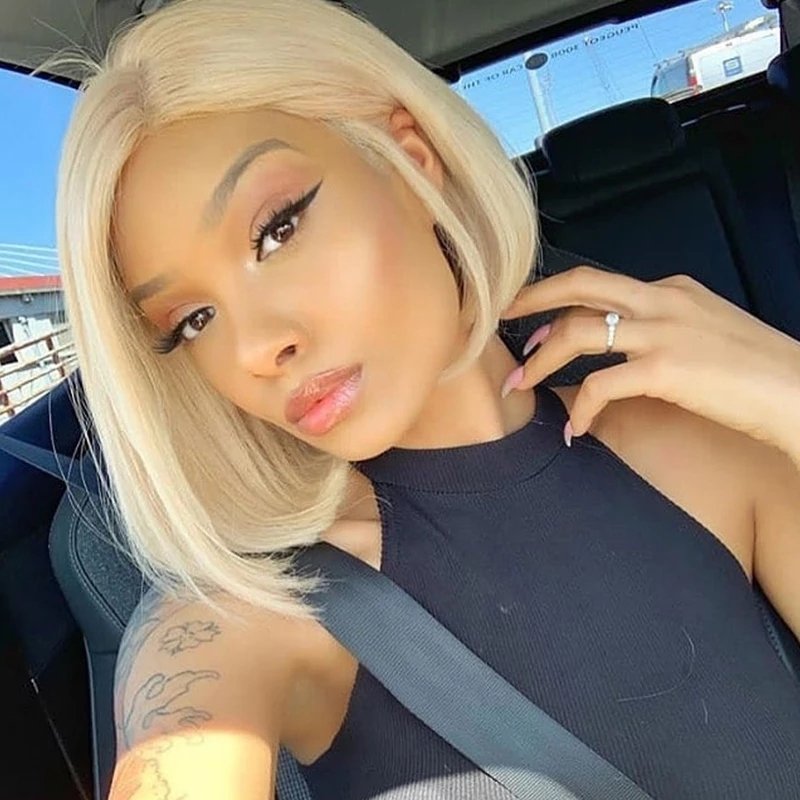 Cheap Lace Front 613 Honey Blonde Bob Wig,Short Bob Hd Full Lace Human Hair Wig,613 transparent Human Hair Lace Front Wig