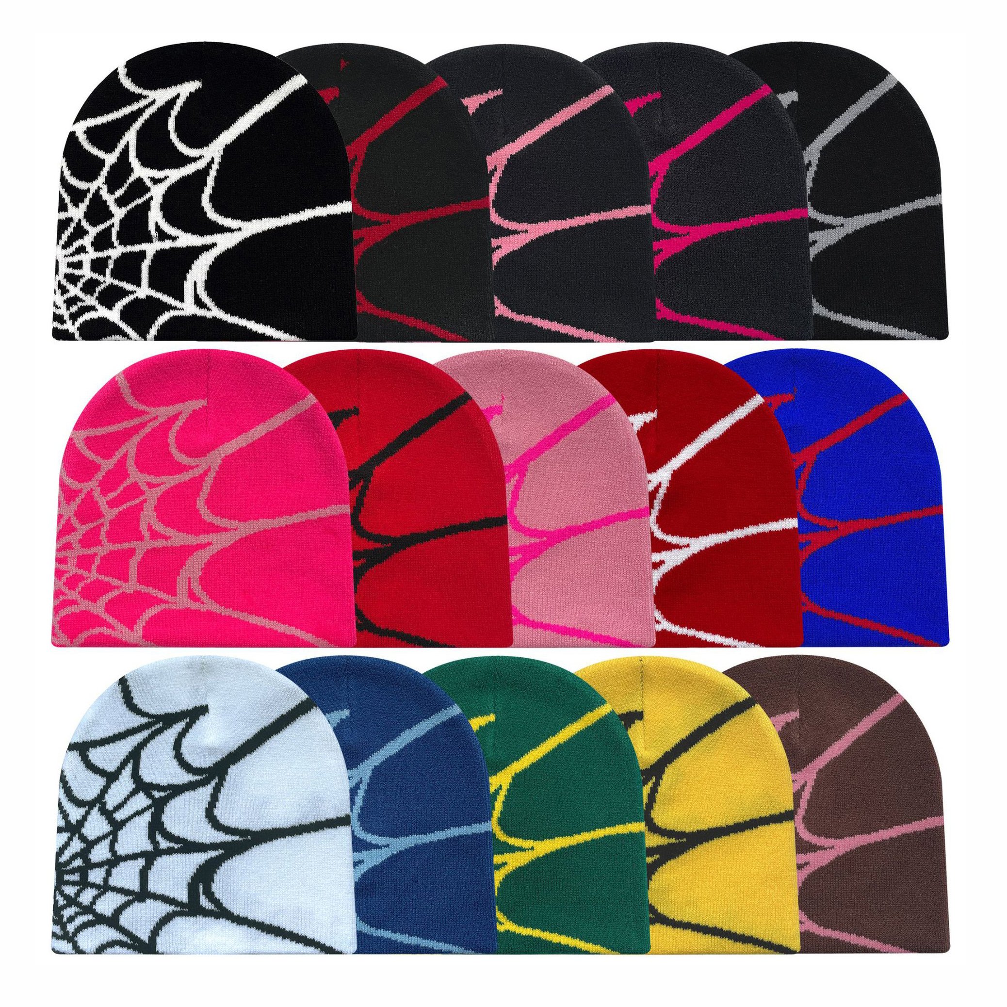 Gothic Spider Pattern Wool Acrylic Knitted Hat Men Women Winter Warm Beanies Casual Outdoor Beanie Hats Custom Logo Beanies