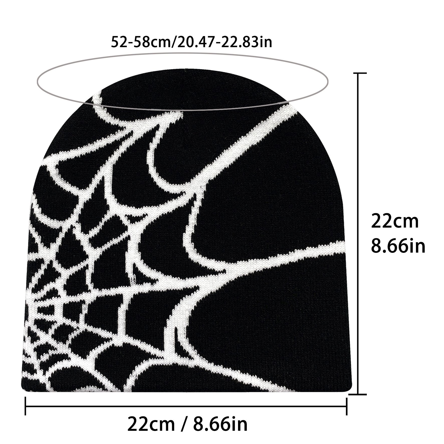 Gothic Spider Pattern Wool Acrylic Knitted Hat Men Women Winter Warm Beanies Casual Outdoor Beanie Hats Custom Logo Beanies