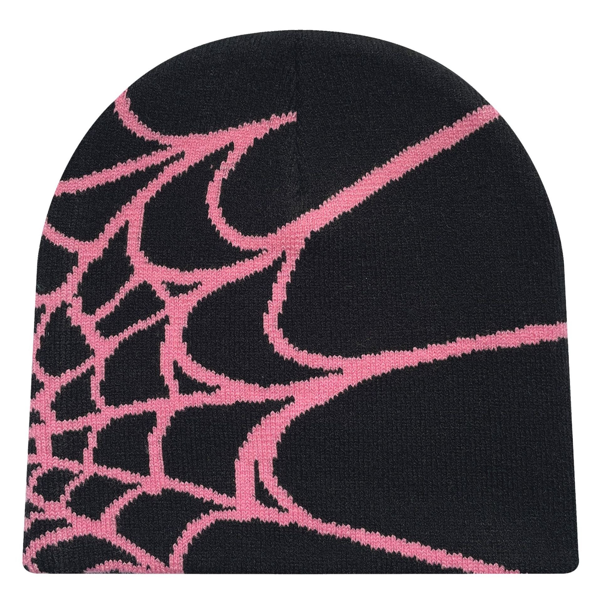 Gothic Spider Pattern Wool Acrylic Knitted Hat Men Women Winter Warm Beanies Casual Outdoor Beanie Hats Custom Logo Beanies