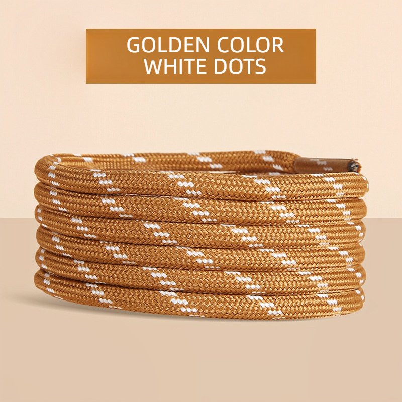 Custom Thick round Polyester Shoe Laces 8mm Width Golden Board Dunk Skate Shoe Fastening Sport Style
