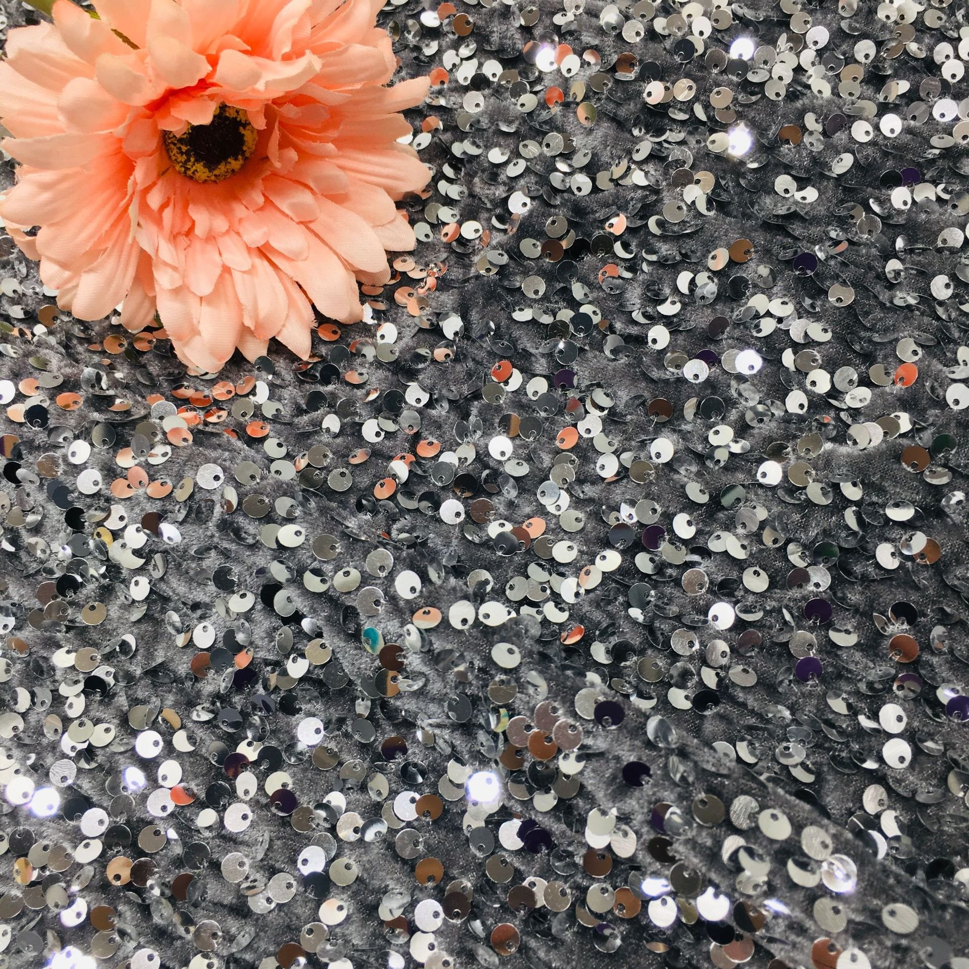 Wholesale velvet sequin embroidery fabrics 5mm sequin polyester stretch glitter lace mesh fancy fabric for wedding evening dress