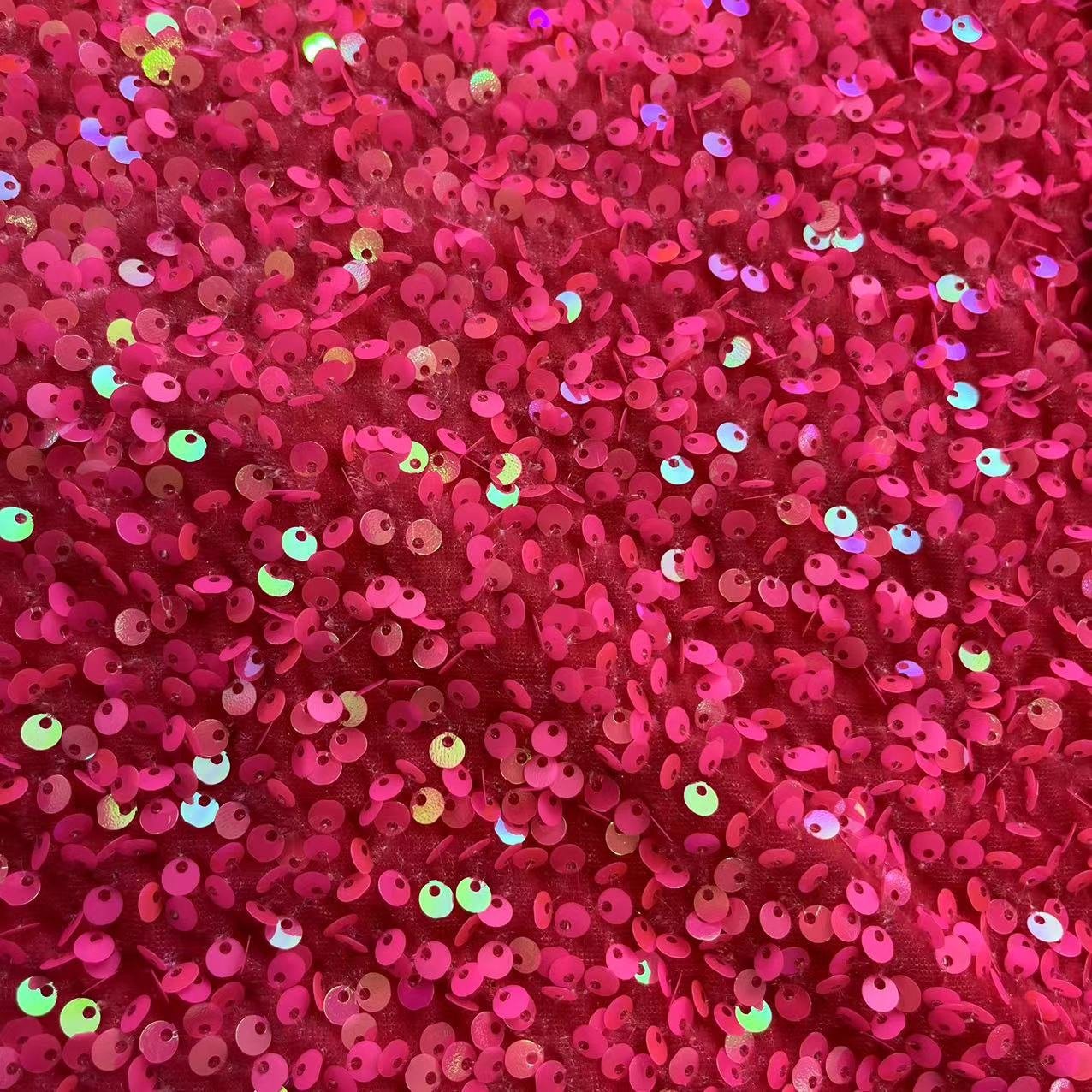 Wholesale velvet sequin embroidery fabrics 5mm sequin polyester stretch glitter lace mesh fancy fabric for wedding evening dress