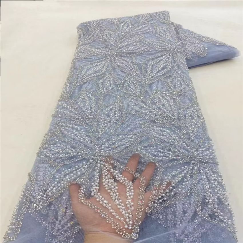 bead embroidery fabric bridal lace fabric beaded luxury wholesale price beaded lace fabric wedding dress