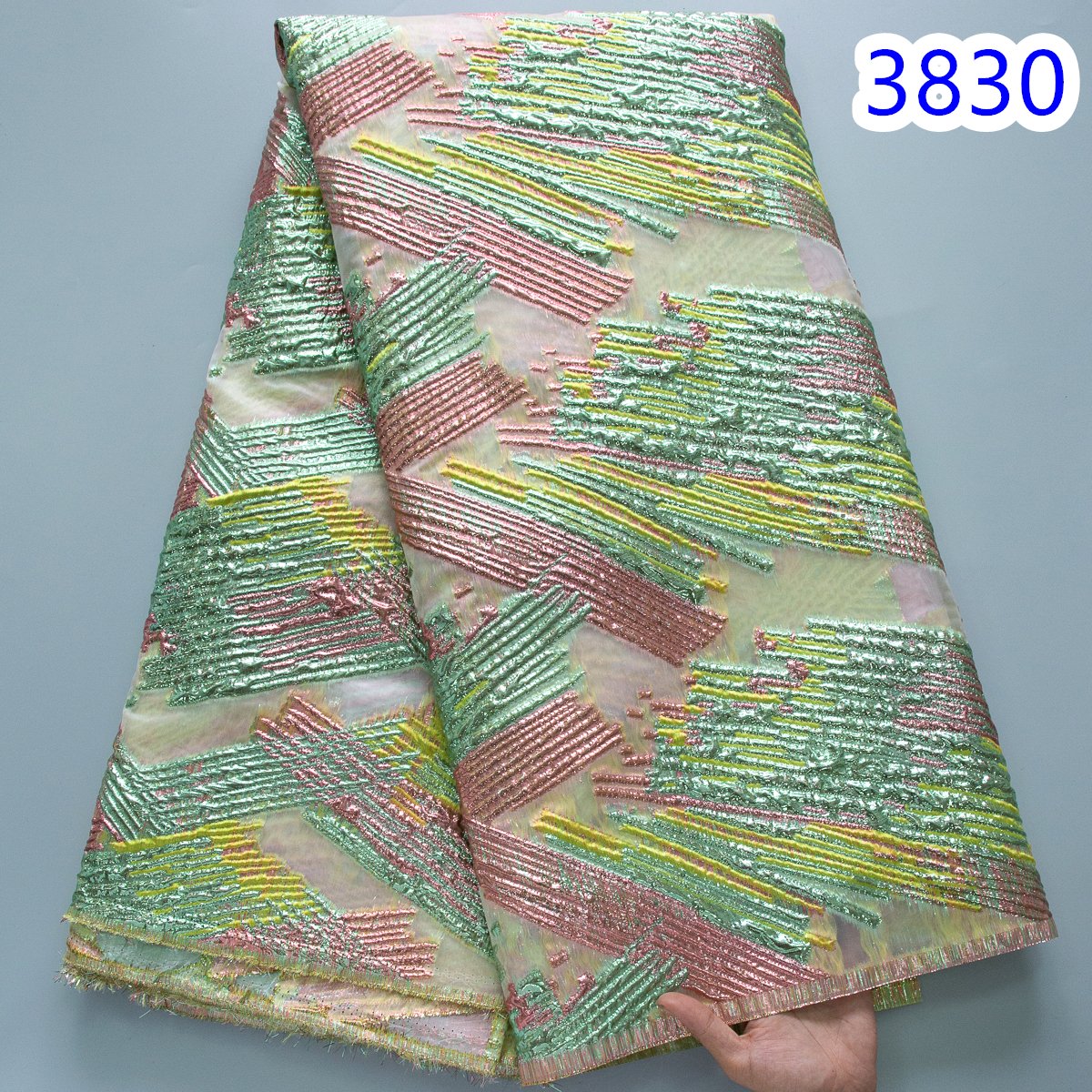 Brocade Lace Fabric 2024 High Quality 5 Yard Gold African Brocade Jacquard Lace Fabric Elegant Dress for Women Sewing 3830