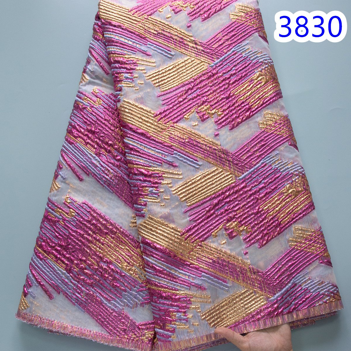 Brocade Lace Fabric 2024 High Quality 5 Yard Gold African Brocade Jacquard Lace Fabric Elegant Dress for Women Sewing 3830