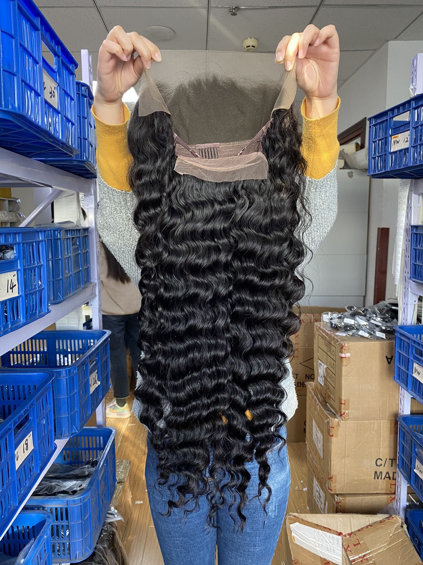 China Hair Vendors Deep Wave Full Lace Front Wig Natural Color Frontal Wig Human Hair