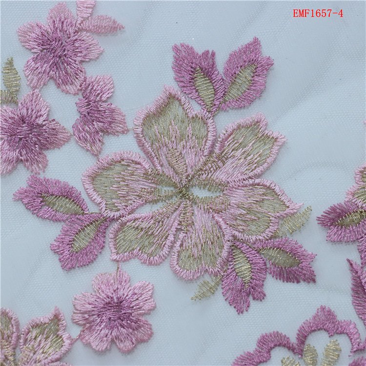 New design elegant embroidery fabric Wholesale Price 3d Floral Embroidered lace Fabric for wedding women dress
