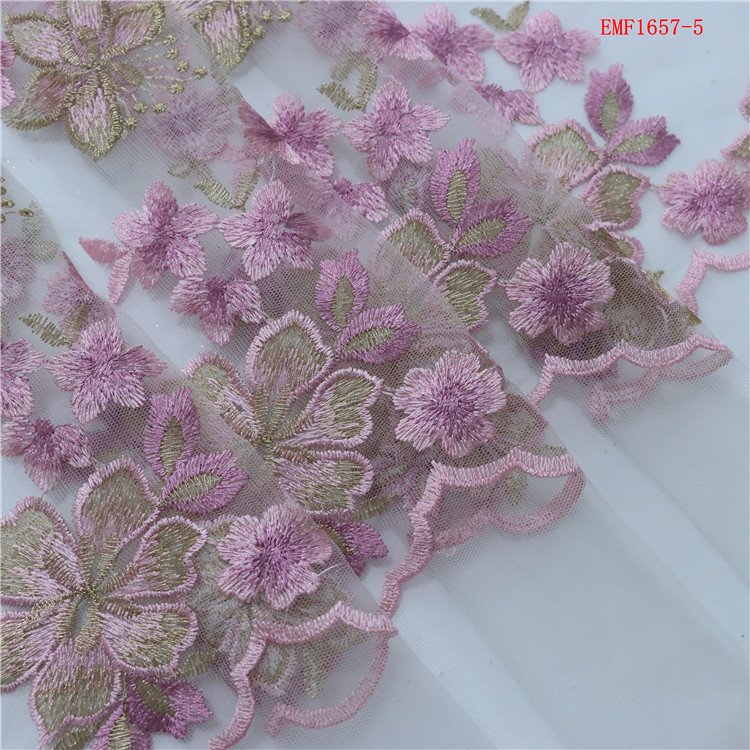 New design elegant embroidery fabric Wholesale Price 3d Floral Embroidered lace Fabric for wedding women dress