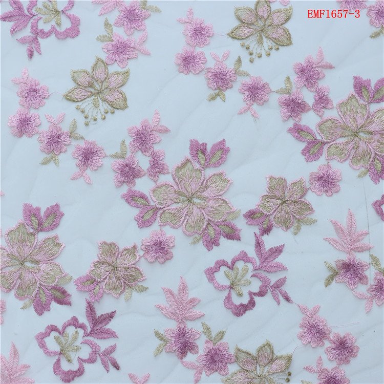 New design elegant embroidery fabric Wholesale Price 3d Floral Embroidered lace Fabric for wedding women dress