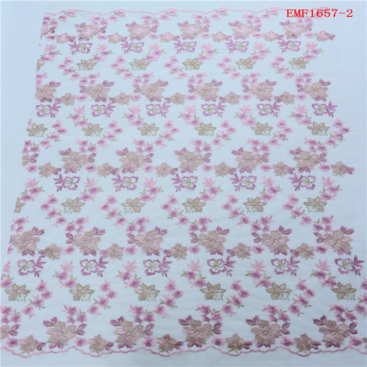 New design elegant embroidery fabric Wholesale Price 3d Floral Embroidered lace Fabric for wedding women dress