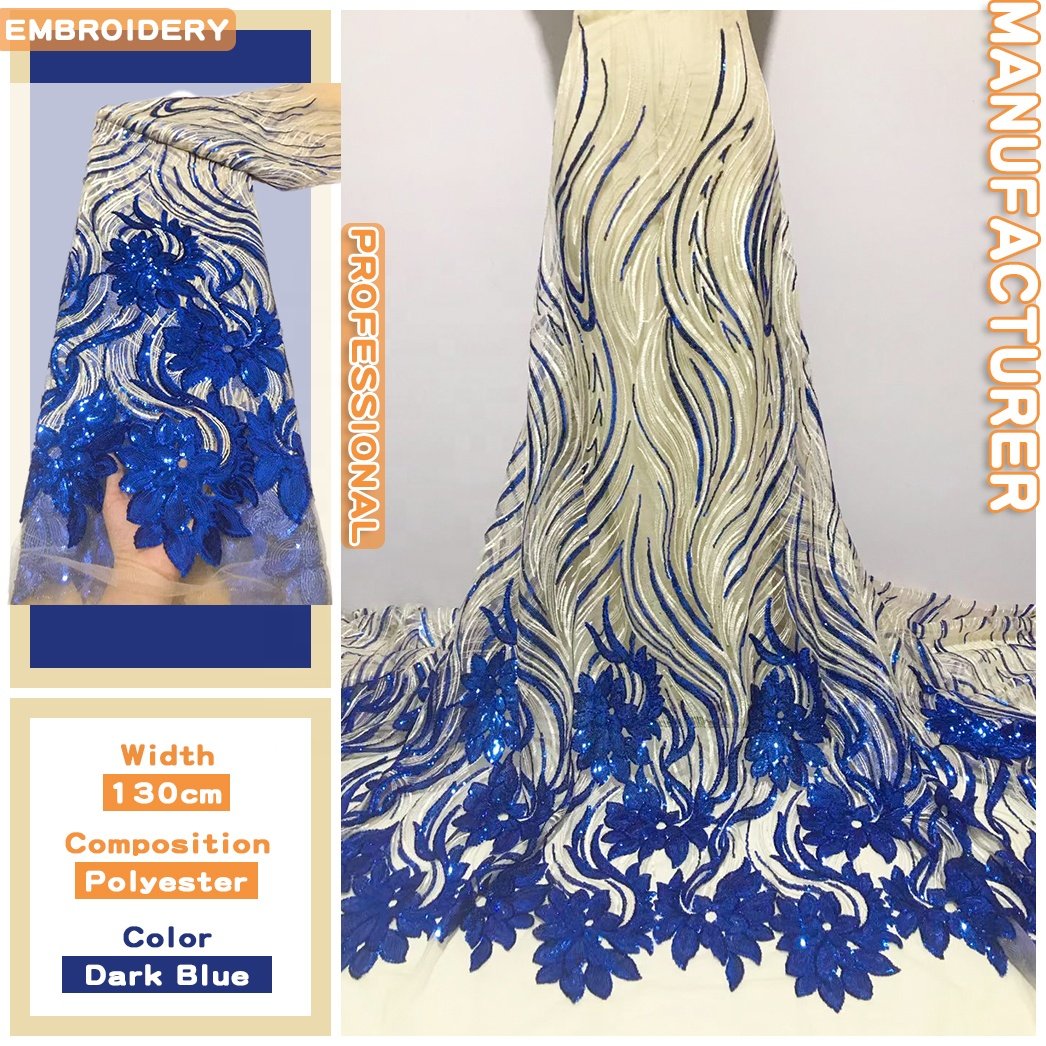Hot selling African Sequins Lace Fabric mesh Net Embroidery fabric For Nigerian Wedding Party Dress