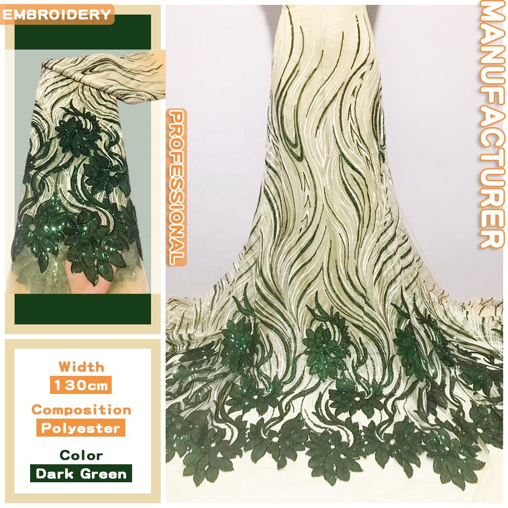 Hot selling African Sequins Lace Fabric mesh Net Embroidery fabric For Nigerian Wedding Party Dress