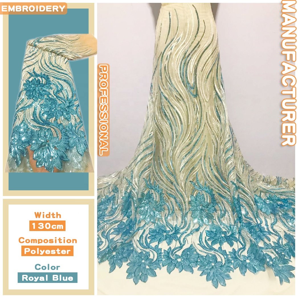 Hot selling African Sequins Lace Fabric mesh Net Embroidery fabric For Nigerian Wedding Party Dress