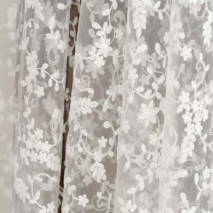 2022 Custom embroidered burnout organza lace fabric 100% polyester floral digital prints organza fabric