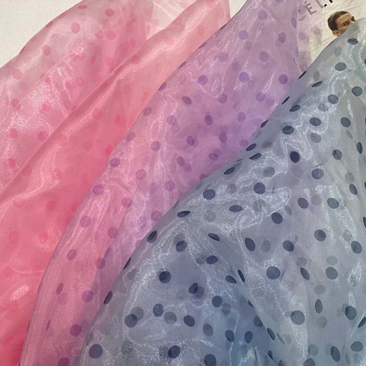 2022 Custom embroidered burnout organza lace fabric 100% polyester floral digital prints organza fabric
