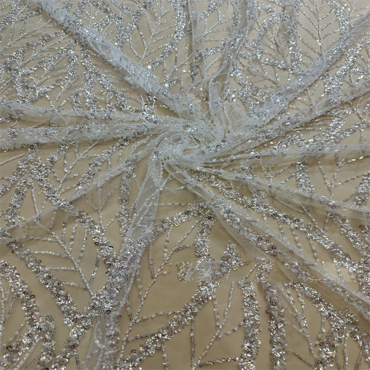 2024 New arrival High end White color competitive price sequins bridal african lace fabric for wedding bridal dress