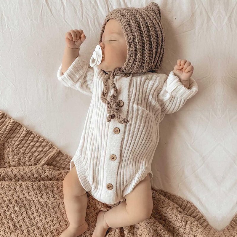 Long Sleeve Fall Winter Cotton Ribbed Kids Jumpsuit Harper Buttons Baby Pajamas Girl Clothes Knit Baby Sweater Romper 1001