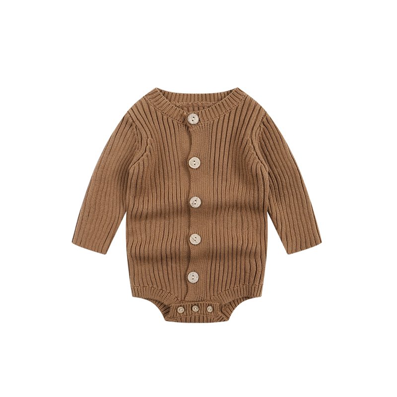 Long Sleeve Fall Winter Cotton Ribbed Kids Jumpsuit Harper Buttons Baby Pajamas Girl Clothes Knit Baby Sweater Romper 1001