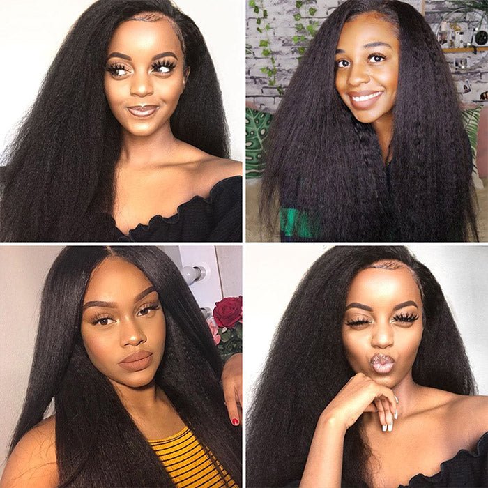 Afro Kinky Straight Wigs Full Lace Frontal 360 Cuticle Aligned Lace Frontal Yaki Kinky Straight Human Hair Wigs For Black Women
