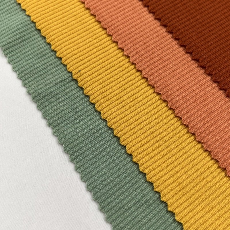 Hot Sale 2*2 Stripe Rib Knit Fabric Polyester Cotton Spandex Stretch Girls' garments Quick-Dry Breathable Waterproof Ribbed Knit
