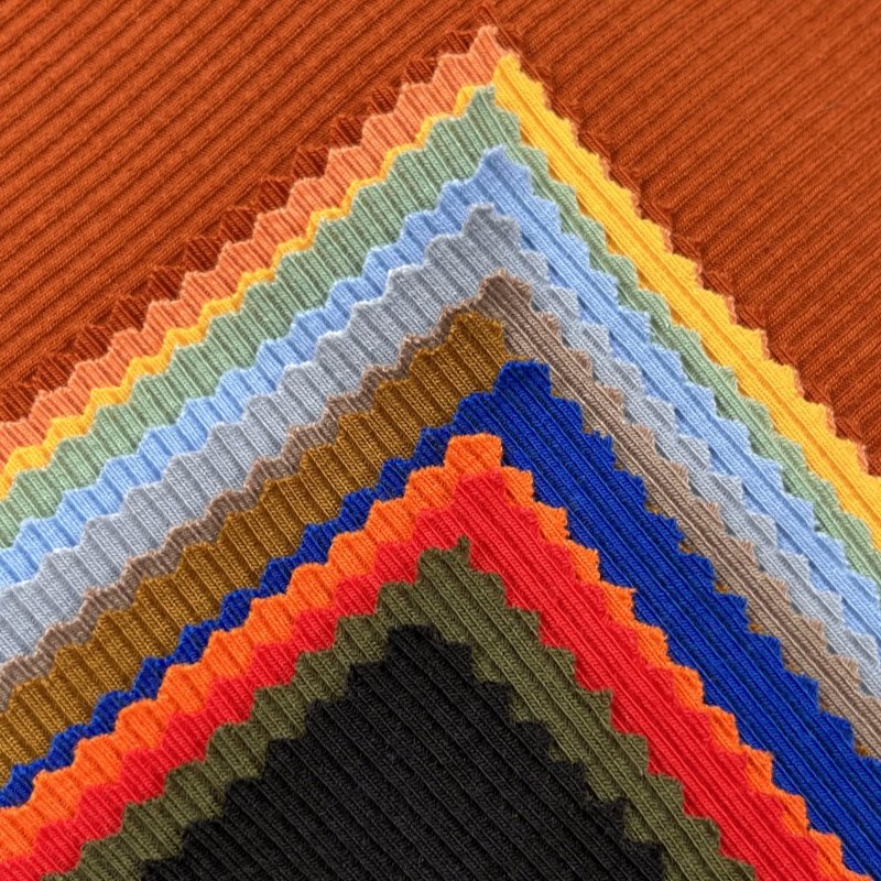 Hot Sale 2*2 Stripe Rib Knit Fabric Polyester Cotton Spandex Stretch Girls' garments Quick-Dry Breathable Waterproof Ribbed Knit