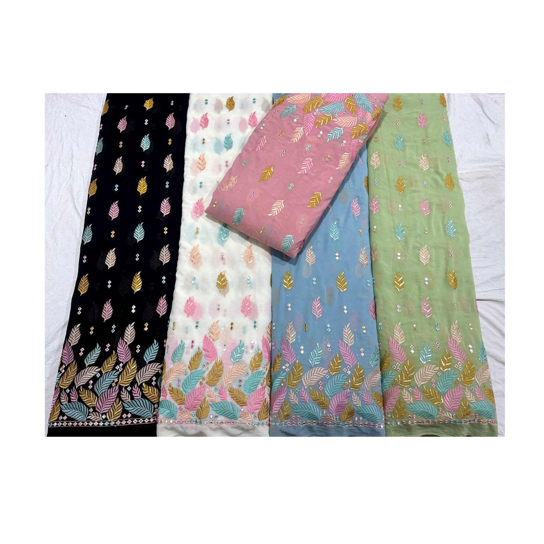 High on Demand Wedding and Party Occasion Embroidery Georgette Fabric Available at Wholesale Price from India
