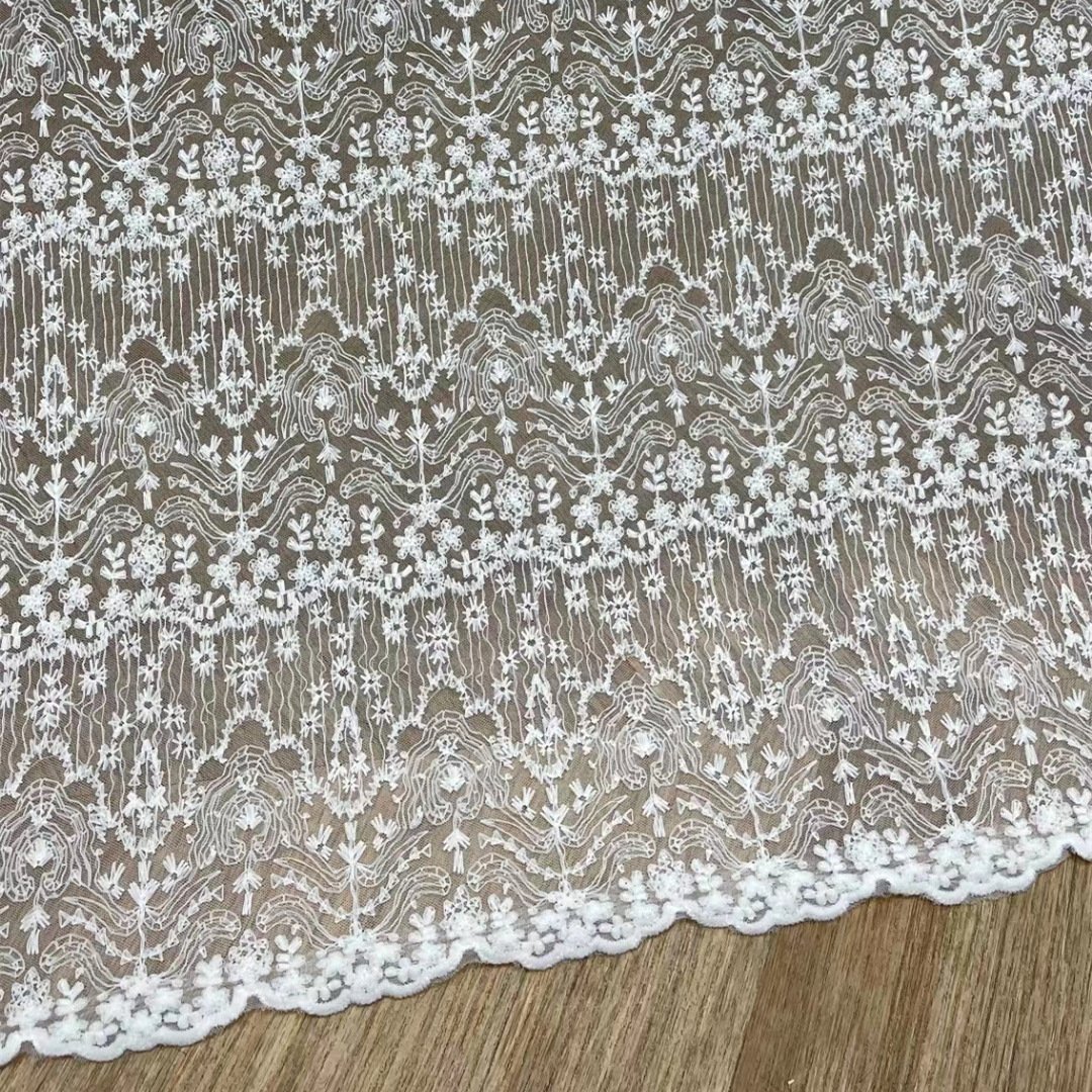 K1027 Water Soluble Milk Screen Yarn Embroidery Fabric Floral Pattern Lace Wedding Dresses Clothing Yard Manufacturer Wholesale