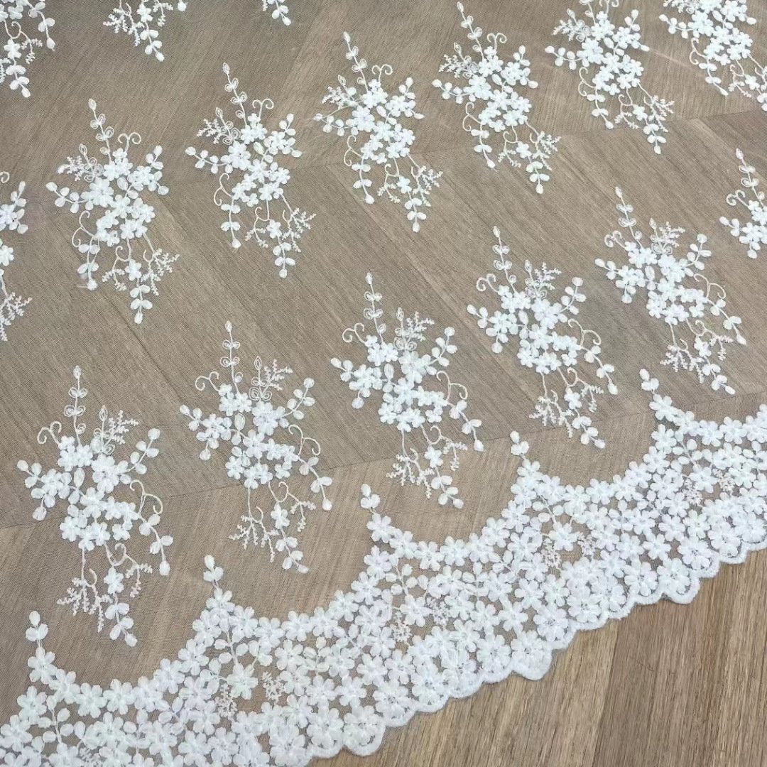 K1027 Water Soluble Milk Screen Yarn Embroidery Fabric Floral Pattern Lace Wedding Dresses Clothing Yard Manufacturer Wholesale