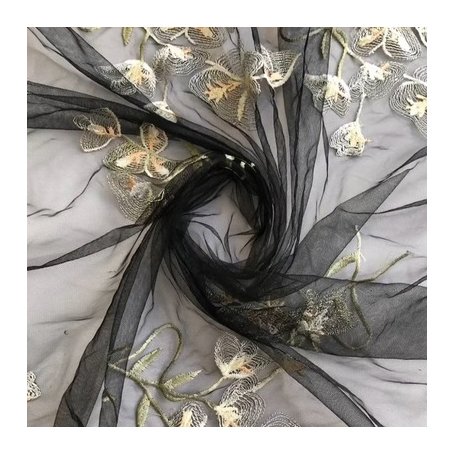 HG0321 Low MOQ Ladies Skirt High Quality Branch Flower Mesh Embroidery Lace Lace Fabric Embroidery Fabric