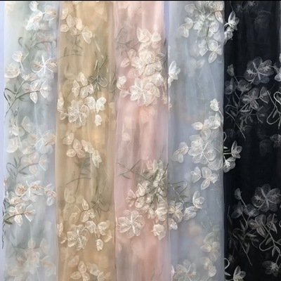 HG0321 Low MOQ Ladies Skirt High Quality Branch Flower Mesh Embroidery Lace Lace Fabric Embroidery Fabric