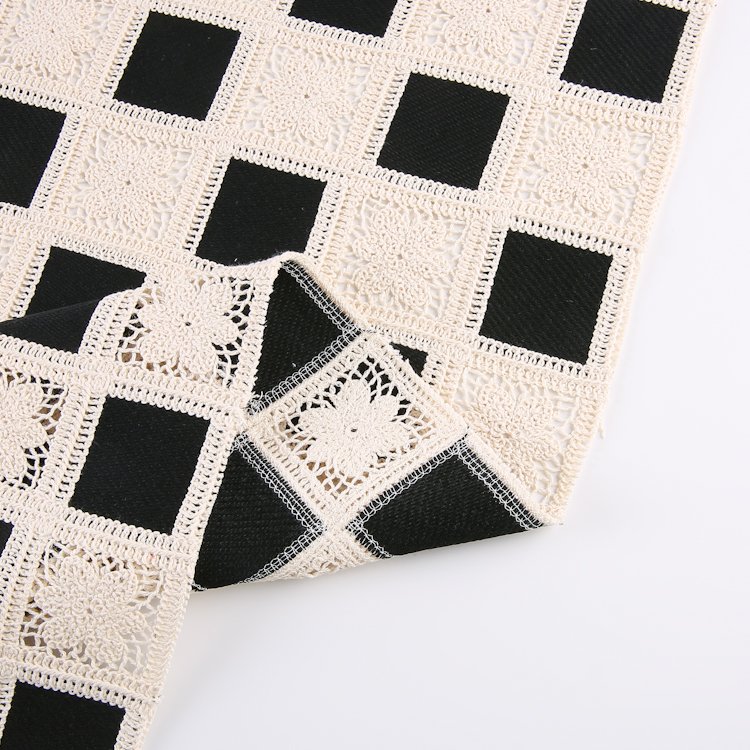 HA-18592B 50% cotton 50% polyester chemical lace cord embroidery fabric for apparel