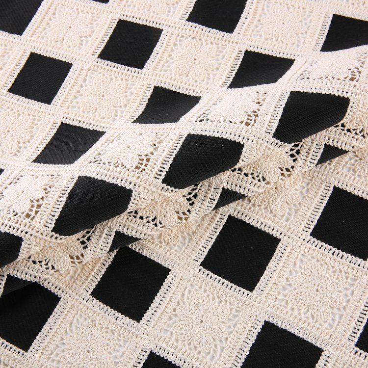 HA-18592B 50% cotton 50% polyester chemical lace cord embroidery fabric for apparel