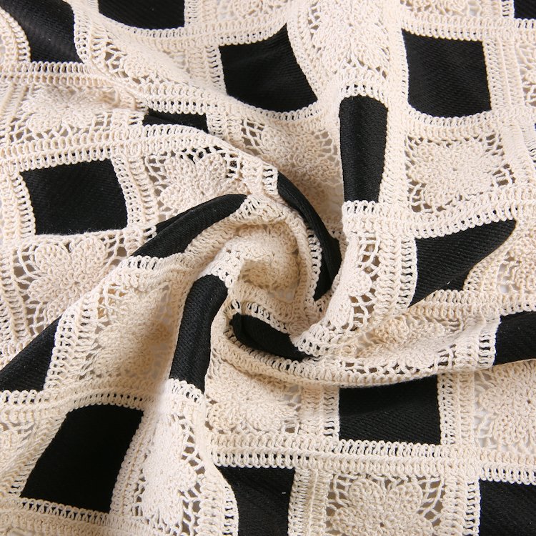 HA-18592B 50% cotton 50% polyester chemical lace cord embroidery fabric for apparel