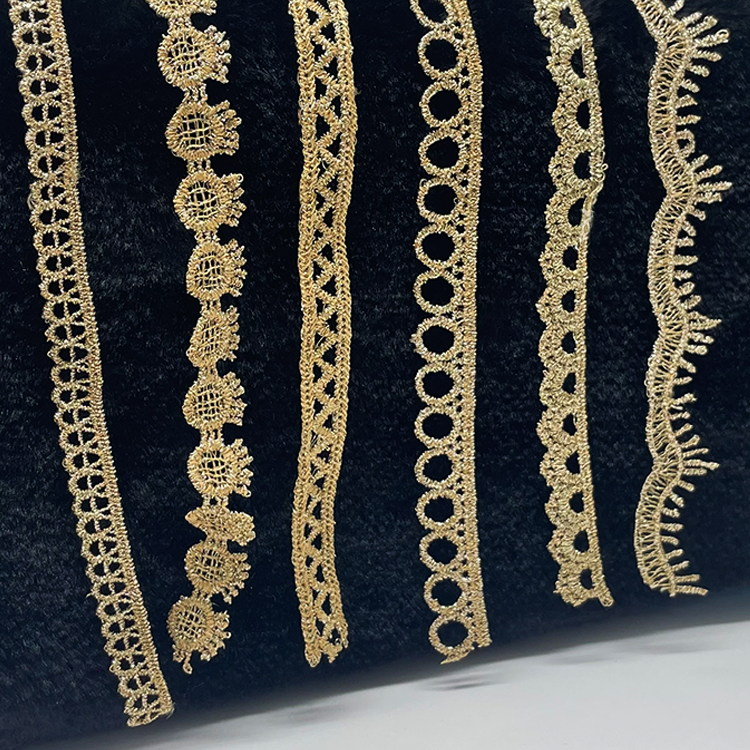 High Quality Hot Flower Lace Trim Wholesale solubility Water Soluble Delicate polyester solubility Fabric Gold Beautiful lace