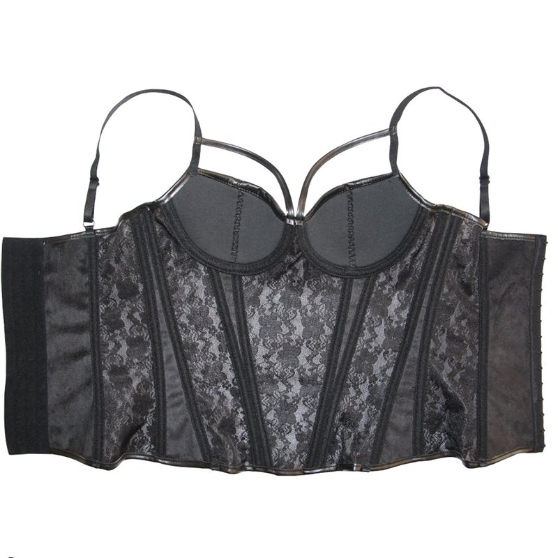 Corset Sexy Bustiers Lace Overbust Bustier Black Corset Push Up Gothic Body Shaper Leather Corselet Zipper Plus Size