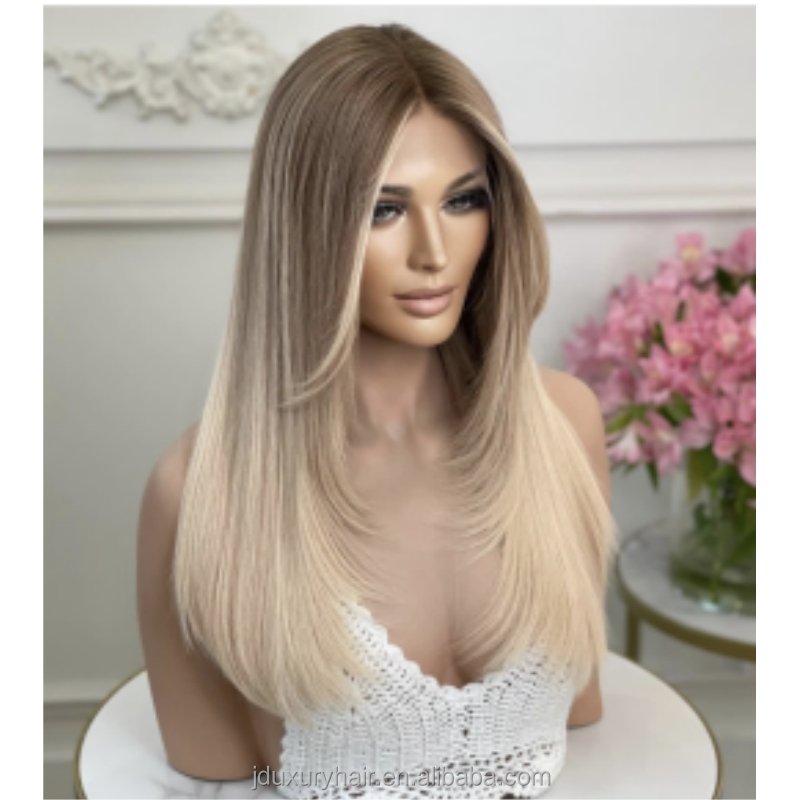 factory custom 180 density Hd Lace front Wig Human Hair 13x6 Highlights ash Blonde #60 Colored Cuticle Aligned Human Hair Wig