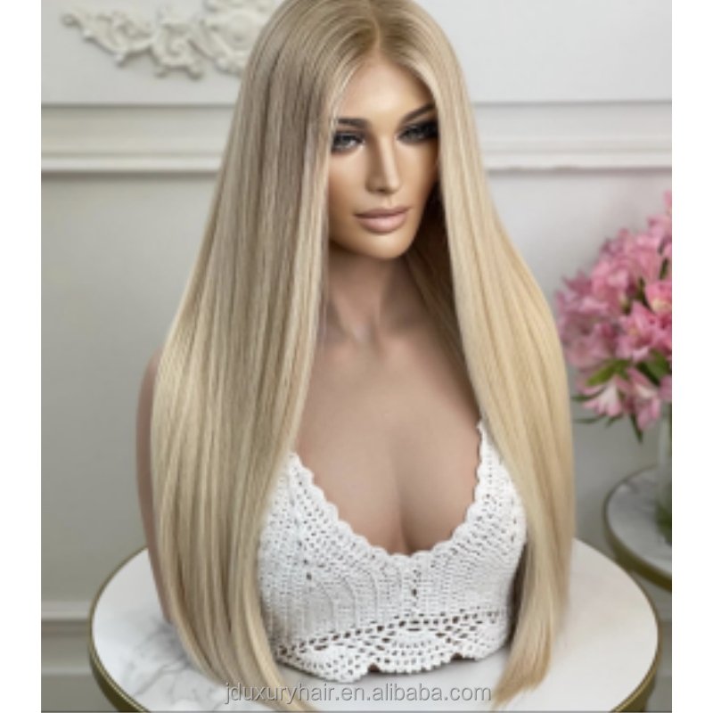 factory custom 180 density Hd Lace front Wig Human Hair 13x6 Highlights ash Blonde #60 Colored Cuticle Aligned Human Hair Wig