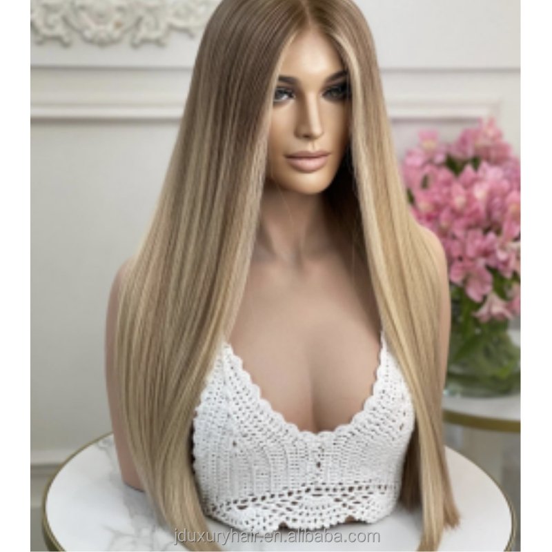 factory custom 180 density Hd Lace front Wig Human Hair 13x6 Highlights ash Blonde #60 Colored Cuticle Aligned Human Hair Wig