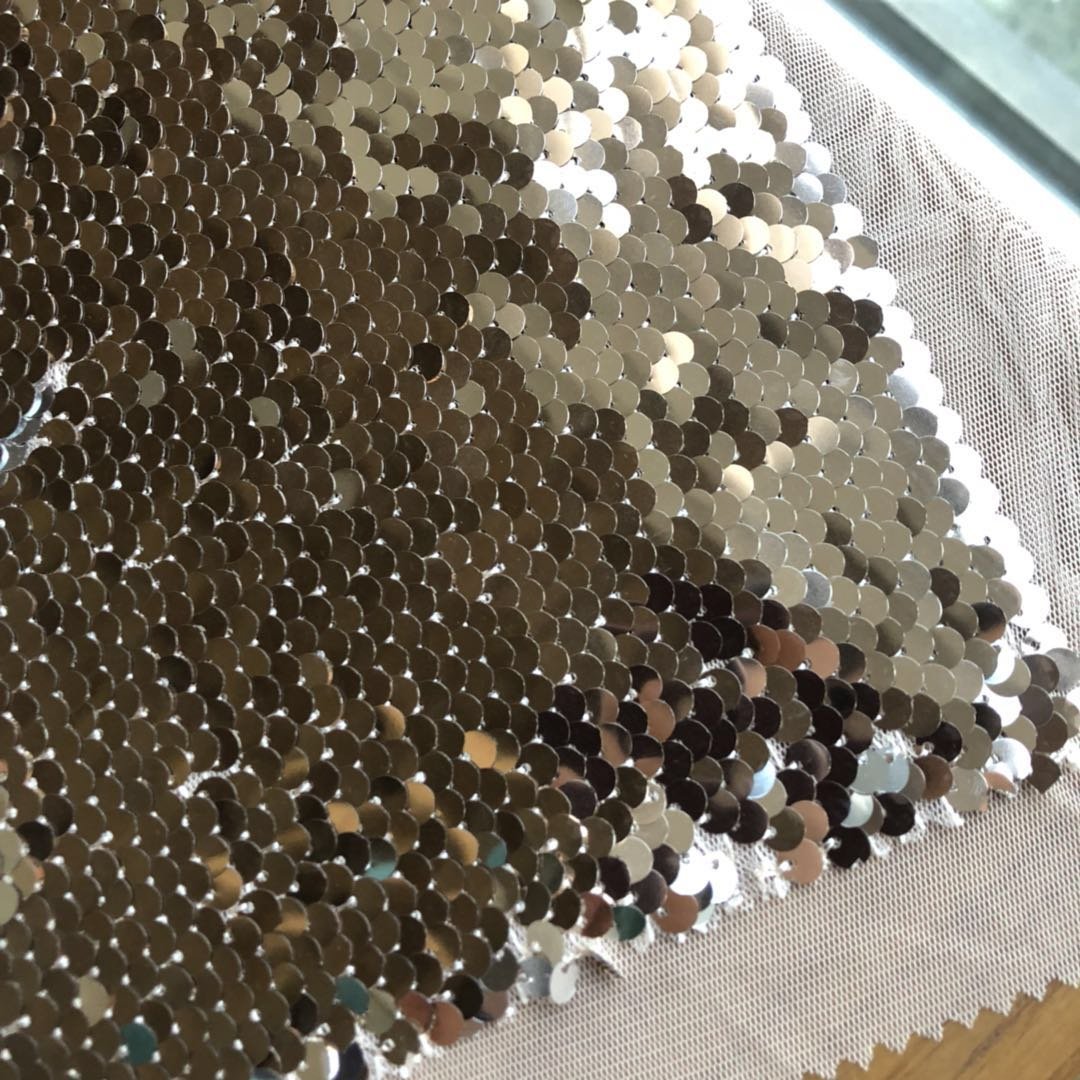 rose-gold and silver 5cm sequin Embroidery fabric for kids dress fabric in stock