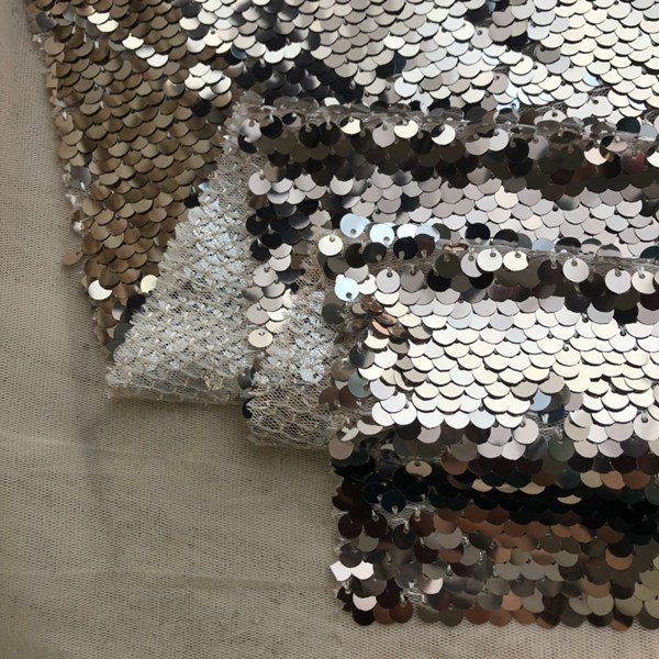 rose-gold and silver 5cm sequin Embroidery fabric for kids dress fabric in stock