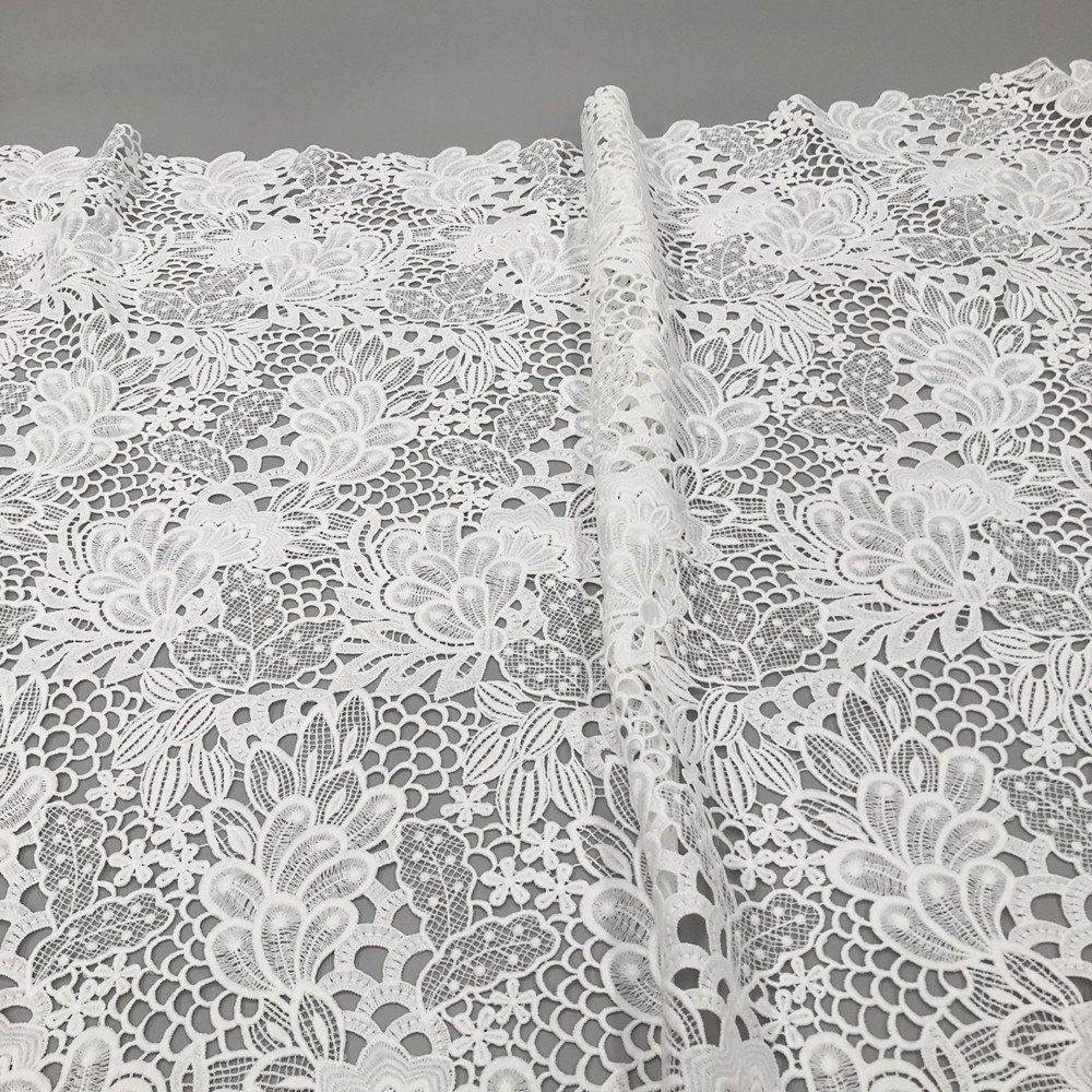 High quality water soluble lace luxury pure silk custom floral embroidery lace fabric African Guipure Cord Lace Fabric