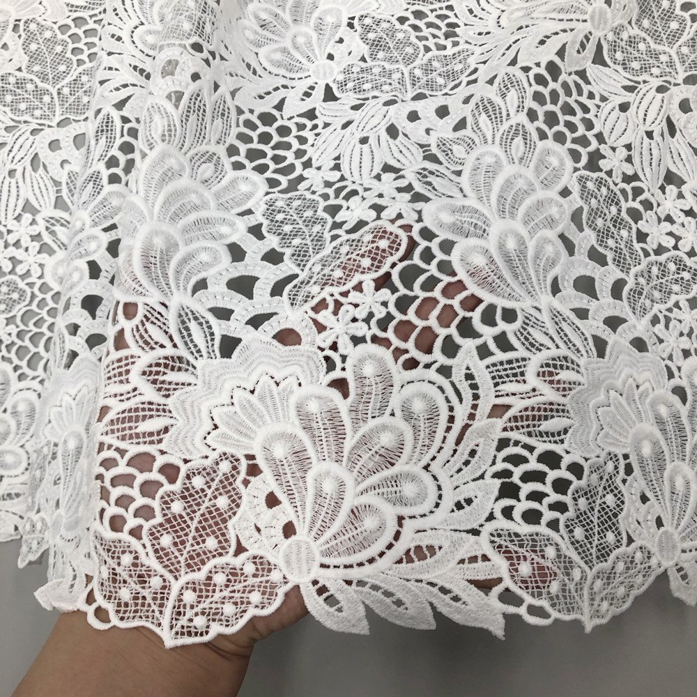 High quality water soluble lace luxury pure silk custom floral embroidery lace fabric African Guipure Cord Lace Fabric