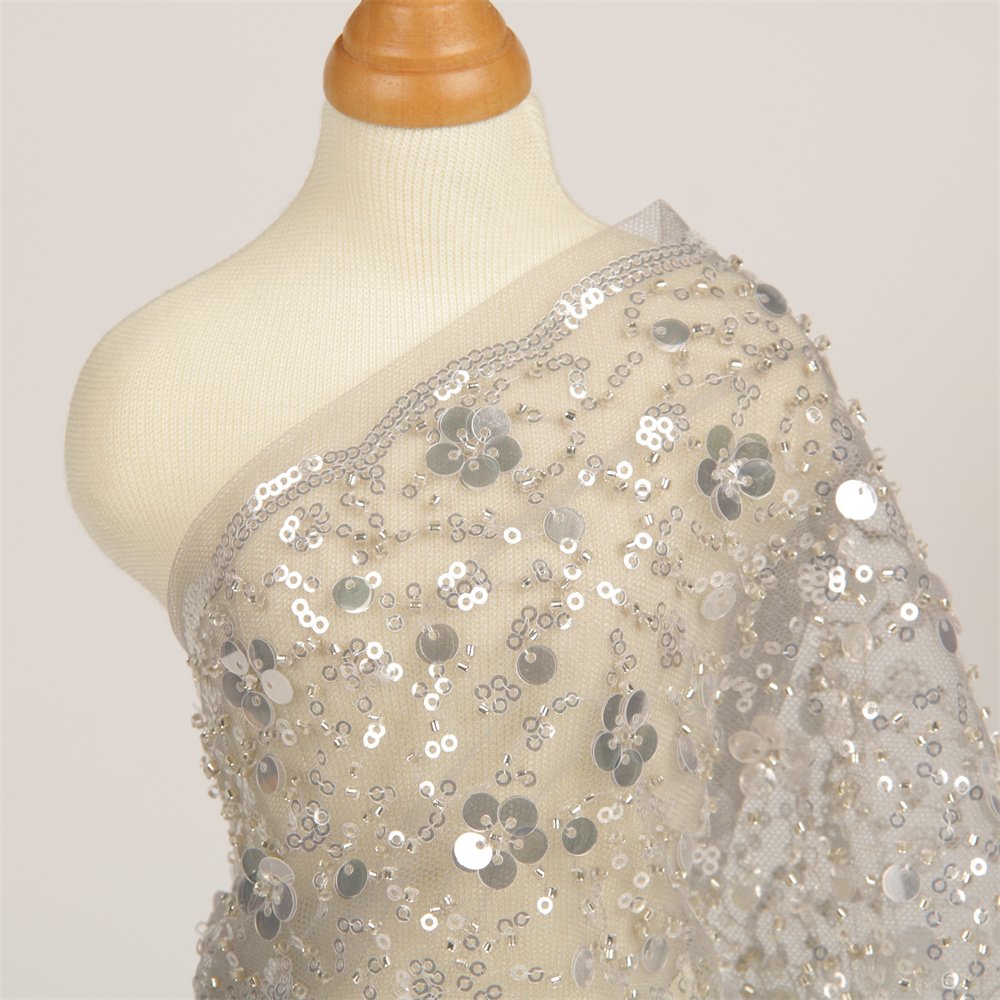 Luxury Bridal Lace Embroidery Fabric Best Beads Sequins Laces Fabrics For Women Dress