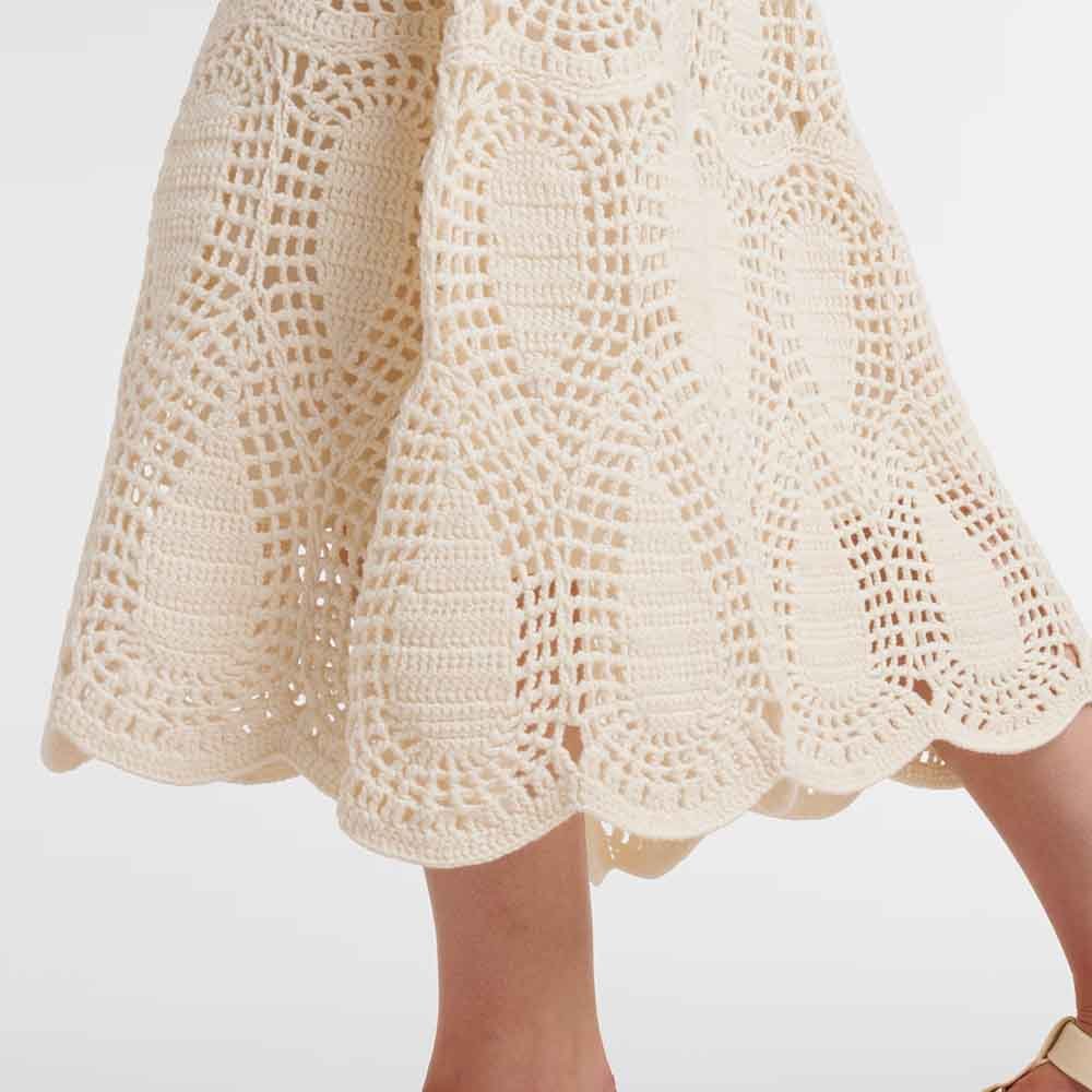 Knitwear Manufacturer Custom Spring Summer Autumn Winter V-neck Hollow Out Crochet Short Sleeves Wool And Cashmere Maxi Dress
